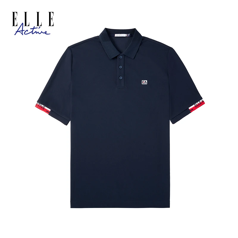 ELLE Active新款夏季短袖polo衫男装休闲简约撞色翻领上衣通勤风