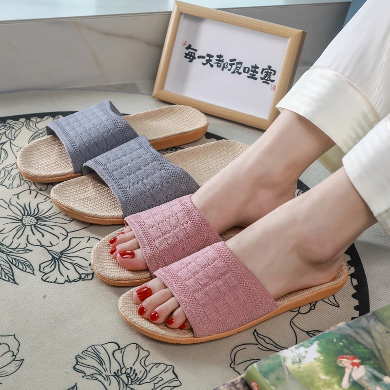 2025新款亚麻拖鞋女夏天居家用情侣室内软底防滑防臭家居凉拖鞋男