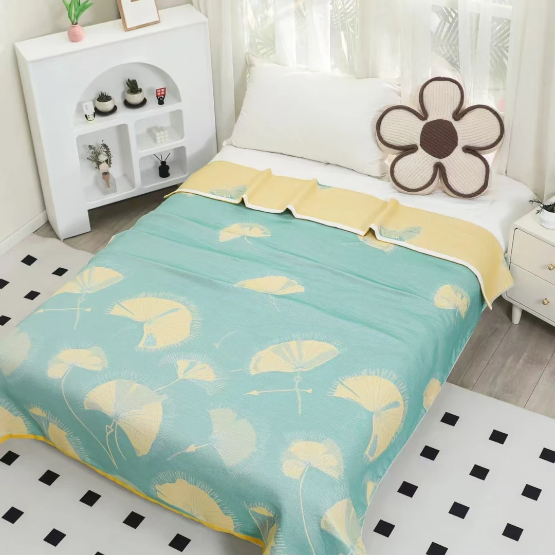 【三生有杏绿】纱布盖毯柔软舒适透气1.5*2米