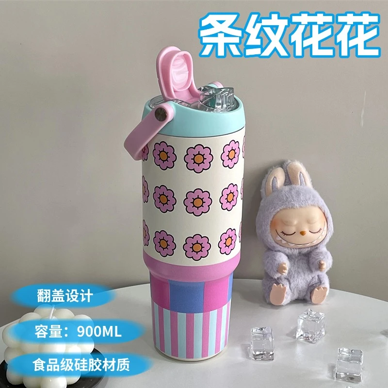 保温杯女高颜值双饮带吸管水杯学生ins风新款办公室便携伴手礼