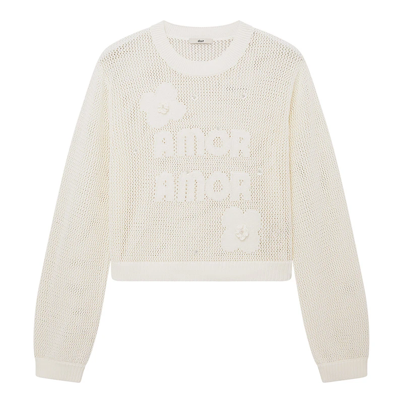 【商场同款新品】dzzit地素针织衫25春镂空肌理白色上衣女3J1E409