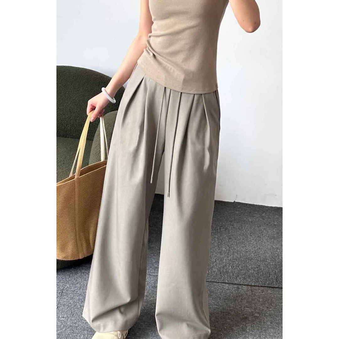 含莱赛尔纤维  女士纯色西装拖地长裤 85479