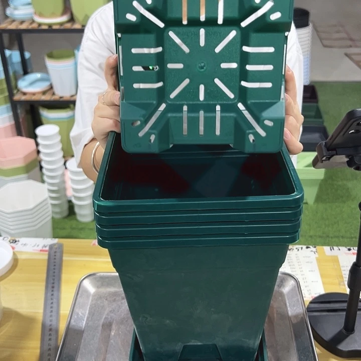 特价方盆口20高22墨绿带托5只