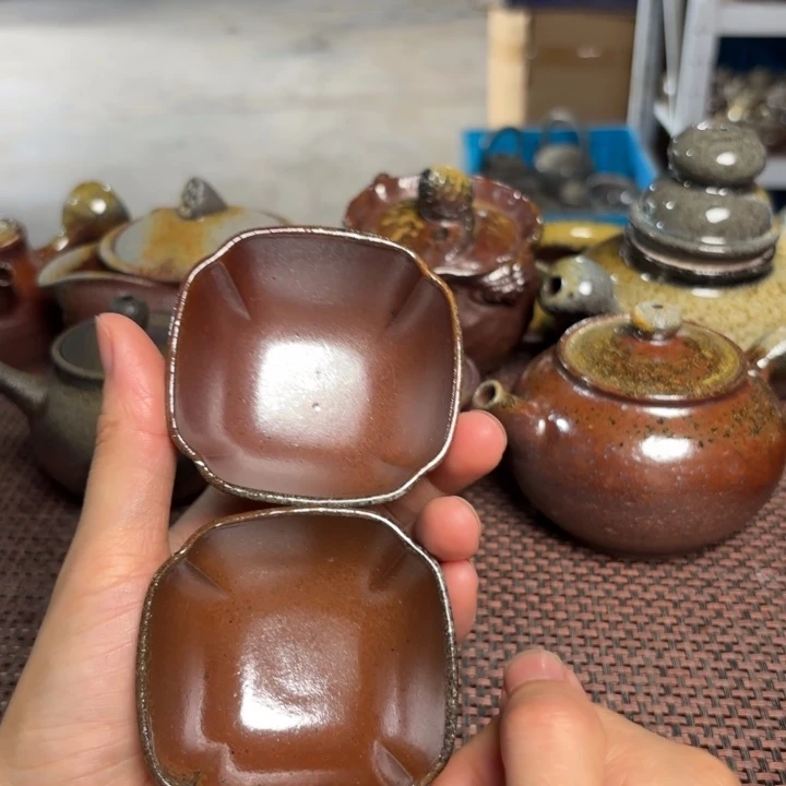 茶杯紫砂一对四方50