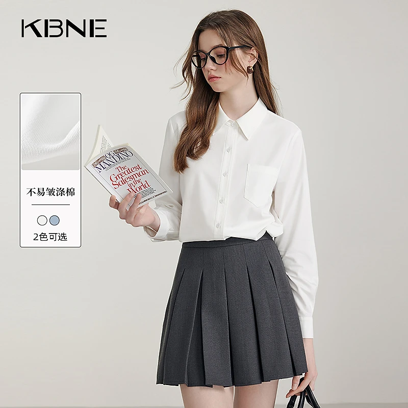 KBNE衬衫女2025春季新款爆款时髦洋气百搭显瘦蓝色衬衫通勤上衣女