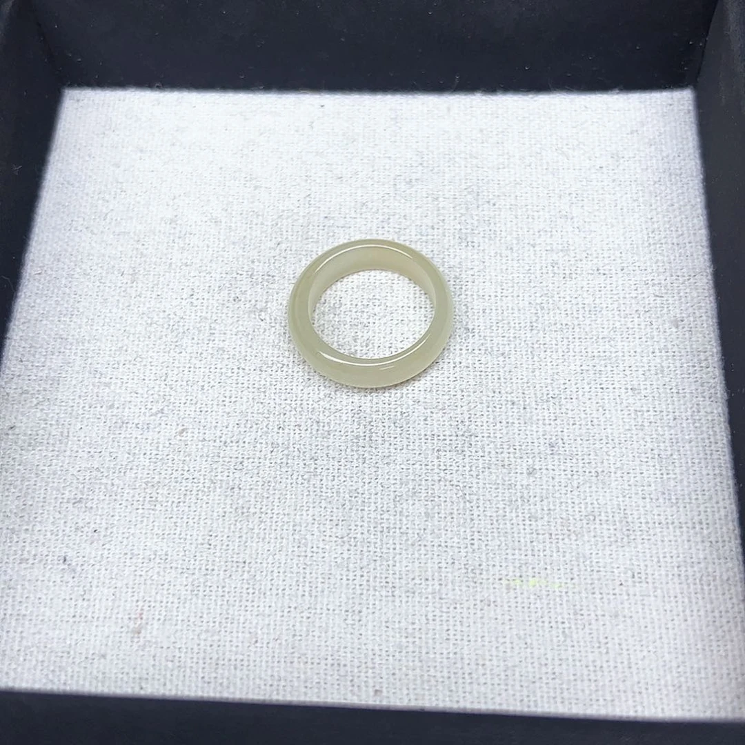 和田玉戒指未镶嵌13号温柔奶黄 泥鳅背