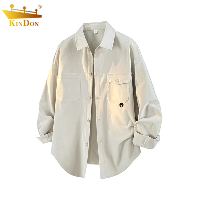 长袖衬衣男士春秋休闲宽松潮流韩版痞帅纯色日系百搭衬衫上衣外套