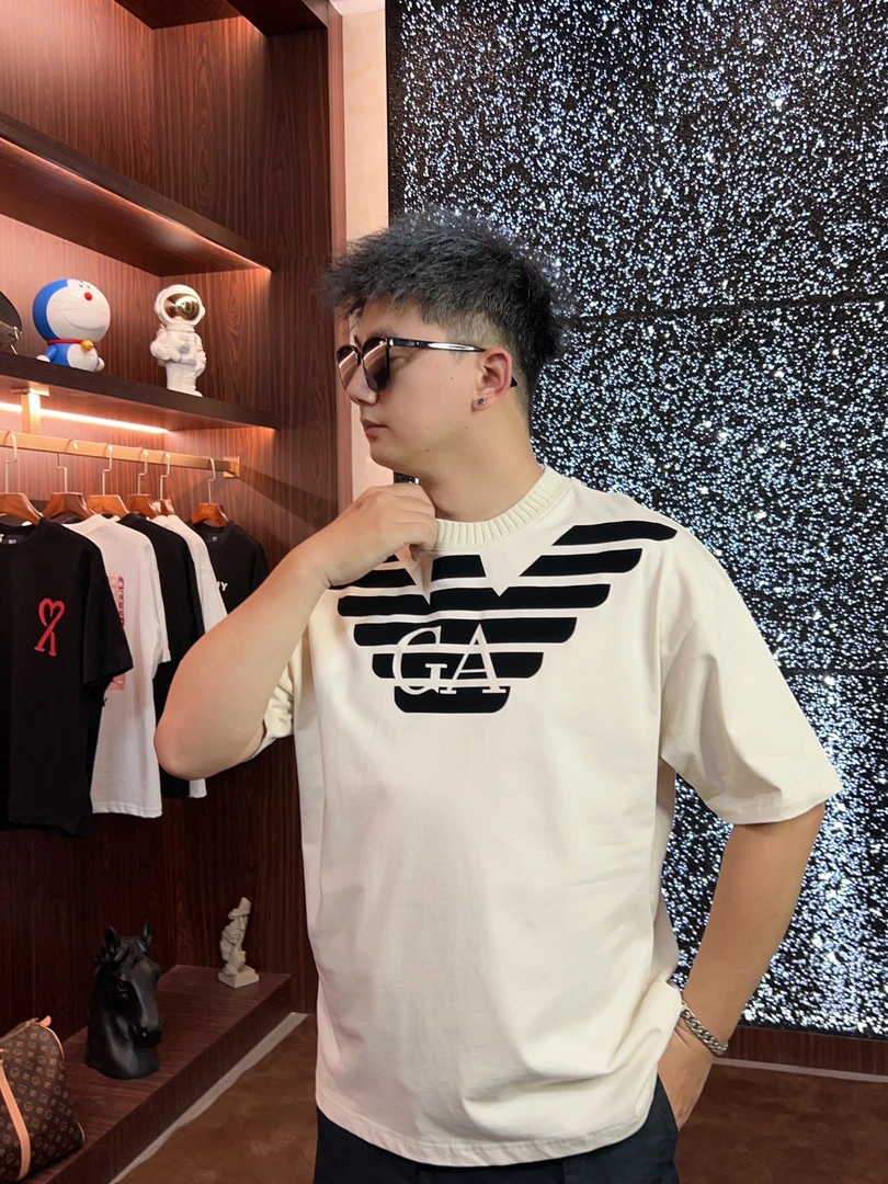 2025夏季大鹏植绒简约纯棉透气圆领男士休闲T恤潮流时尚T恤