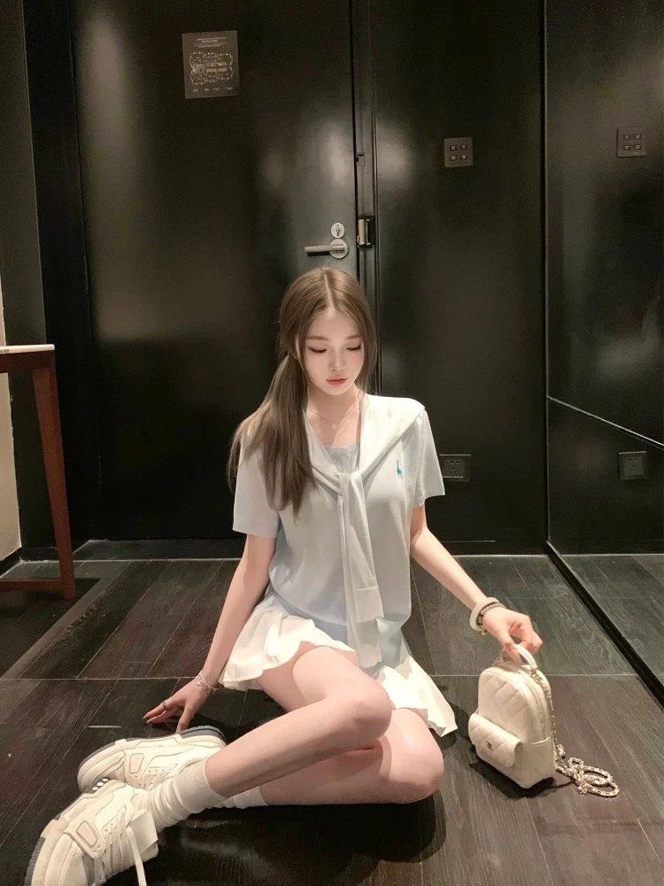 夏季千金清纯可爱百搭显瘦连衣裙套装