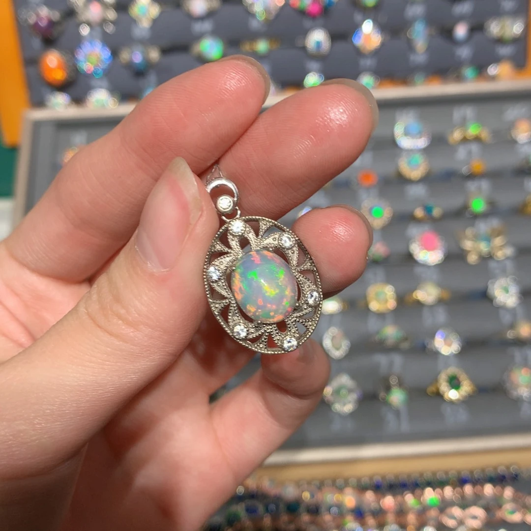 银S925镶嵌欧泊吊坠t