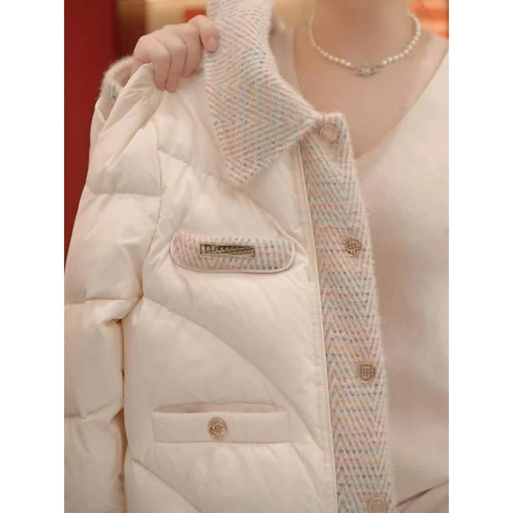 羽绒棉服女款2025新款小香风气质轻奢小个子翻领保暖棉袄夹棉外套