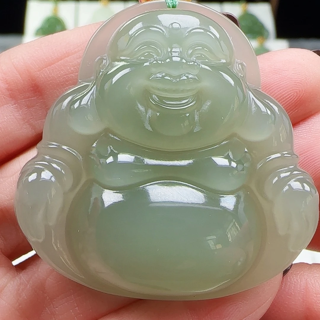 和田玉足金镶嵌吊坠(赠链)