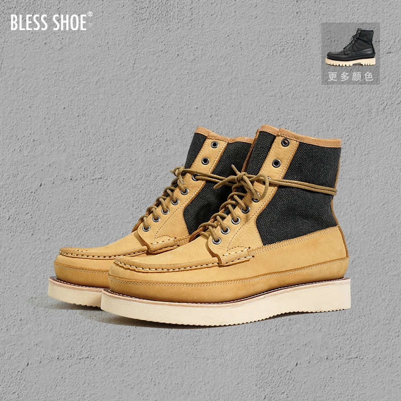 BLESS SHOE Hunting Boots 固特异加厚牛皮马丁靴真皮休闲工装靴