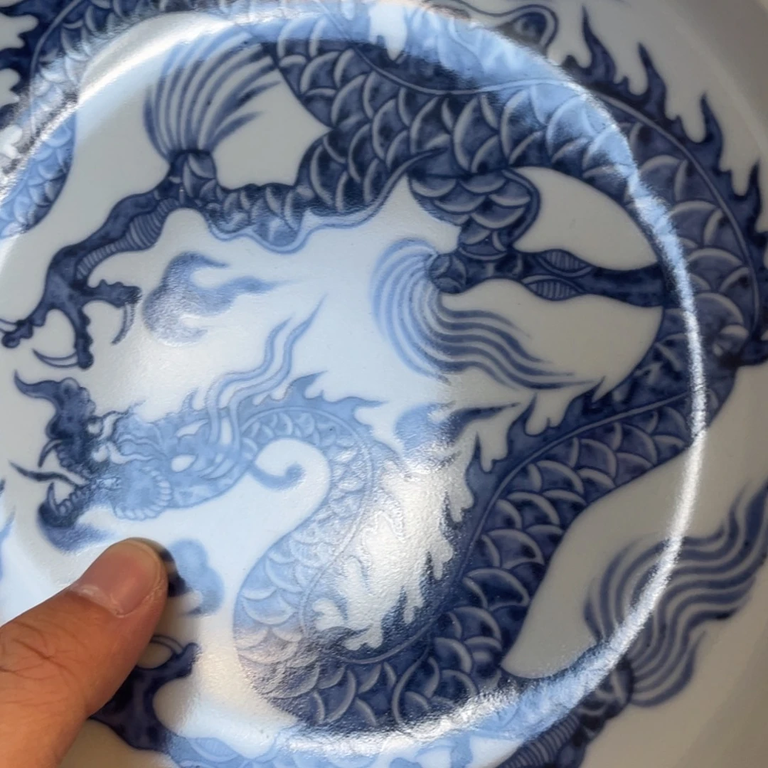 瓷片景德镇青花铠甲龙大壶承