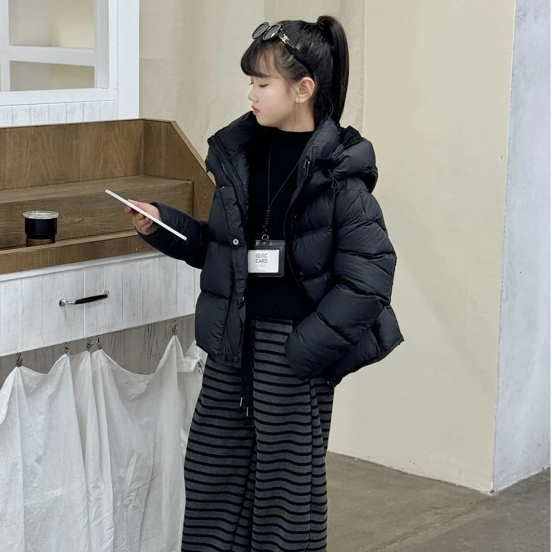 女童2025冬季羽绒服加厚连帽外套中大童女孩洋气百搭保暖面包服潮