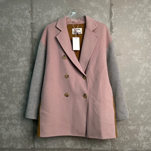 未使用 WE11 DONE 36/Ance Studio拼接款双排扣羊绒大衣/14991/JP