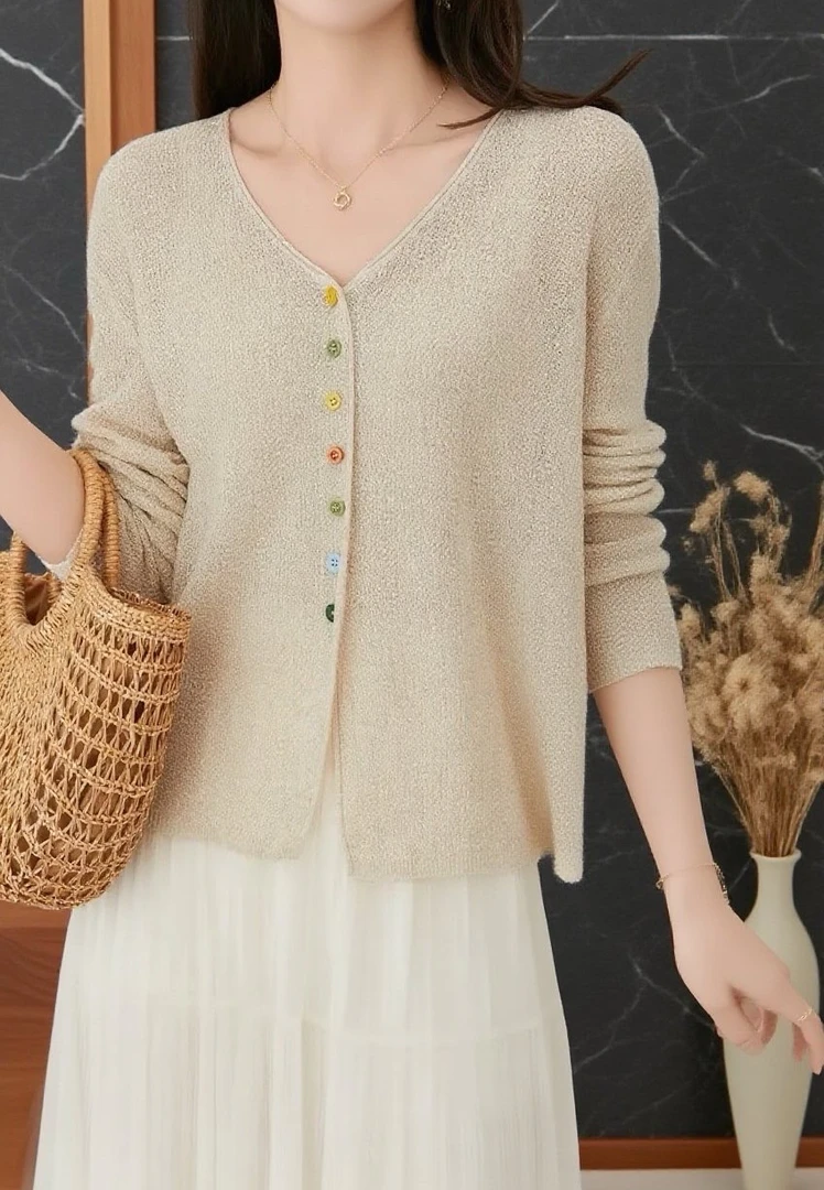 胸106-160长51 天丝亚麻料！夏季防晒针织衫1031