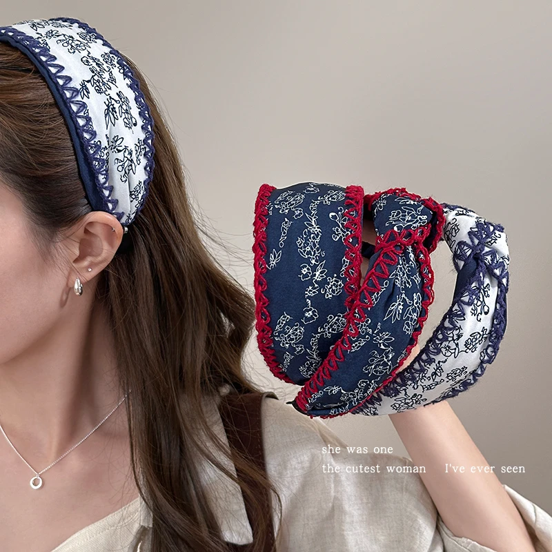 波西米亚碎花宽边发箍女日常外戴设计感扭结头箍发捆民族风发饰品