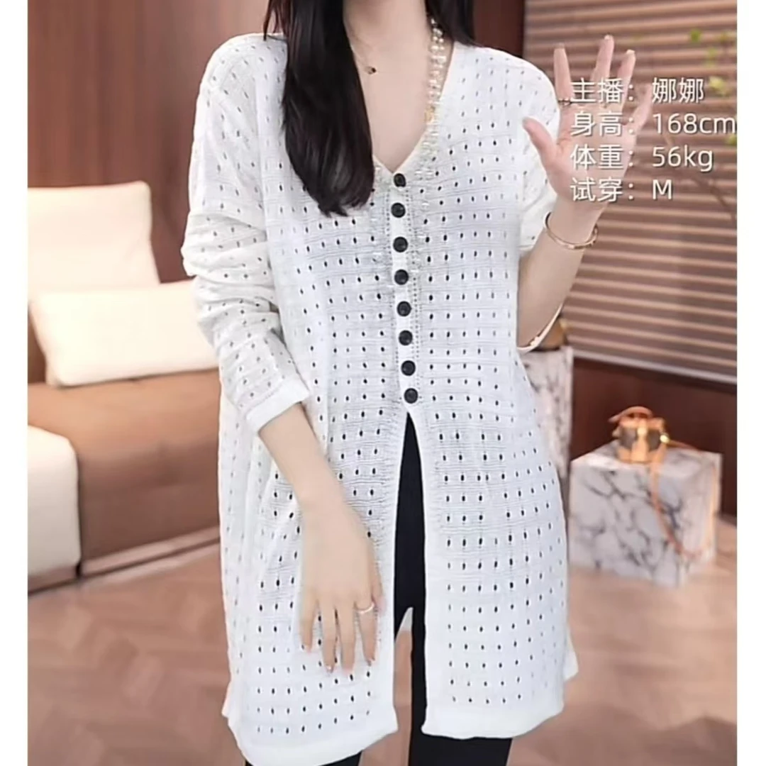 2025春夏季新款洋气减龄百搭镂空针织开衫女装小香风显瘦气质9041
