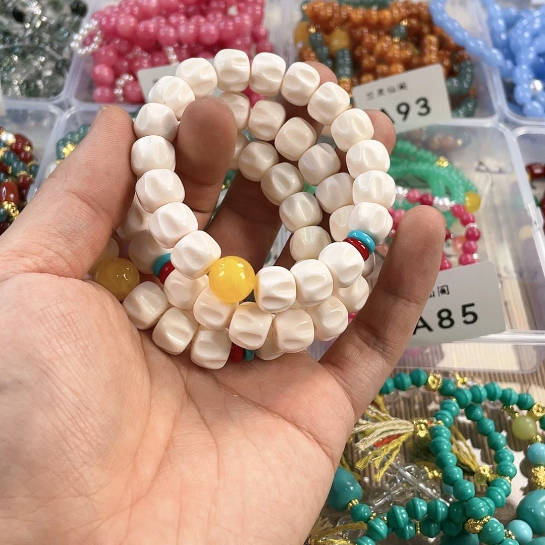 檀香木手串银S925镀金镶嵌