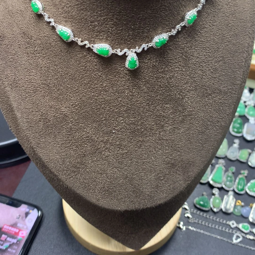 翡翠银S925镶嵌挂件