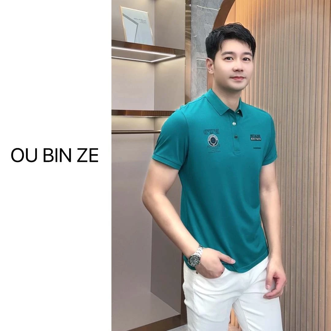 欧彬泽/丝光珠地【806】轻奢Polo衫男士翻领短袖夏季商务休闲百搭