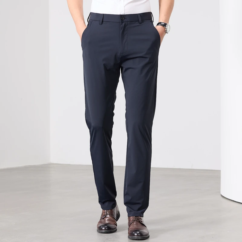 夏季薄款爸爸裤子冰丝裤中老年宽松爸爸裤子西装长裤直筒裤大裤脚