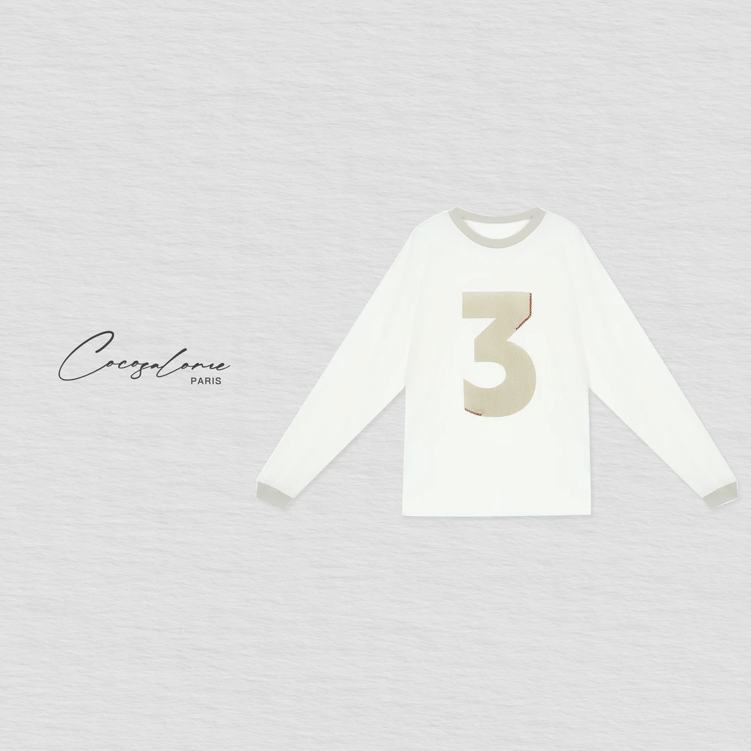 COCO SALOME｜韩彬彬"数字3"大版欧若风音乐节圆领长袖0773-16