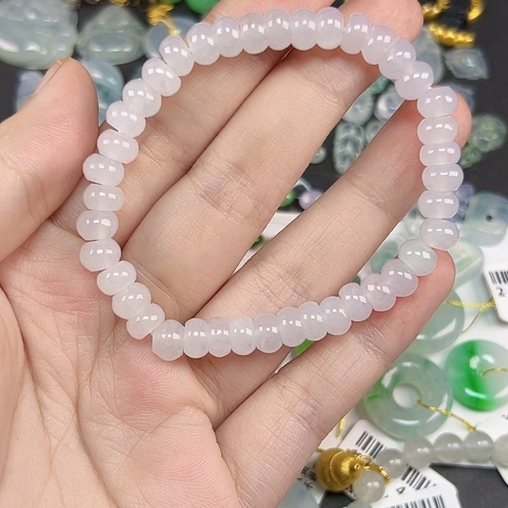 翡翠裸石卡6.6 白冰算盘珠