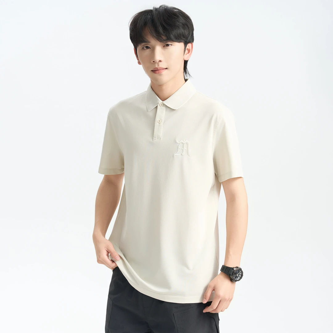 ZMOH字母logo图案速干凉感冰丝无痕休闲运动宽松落肩短袖Polo衫