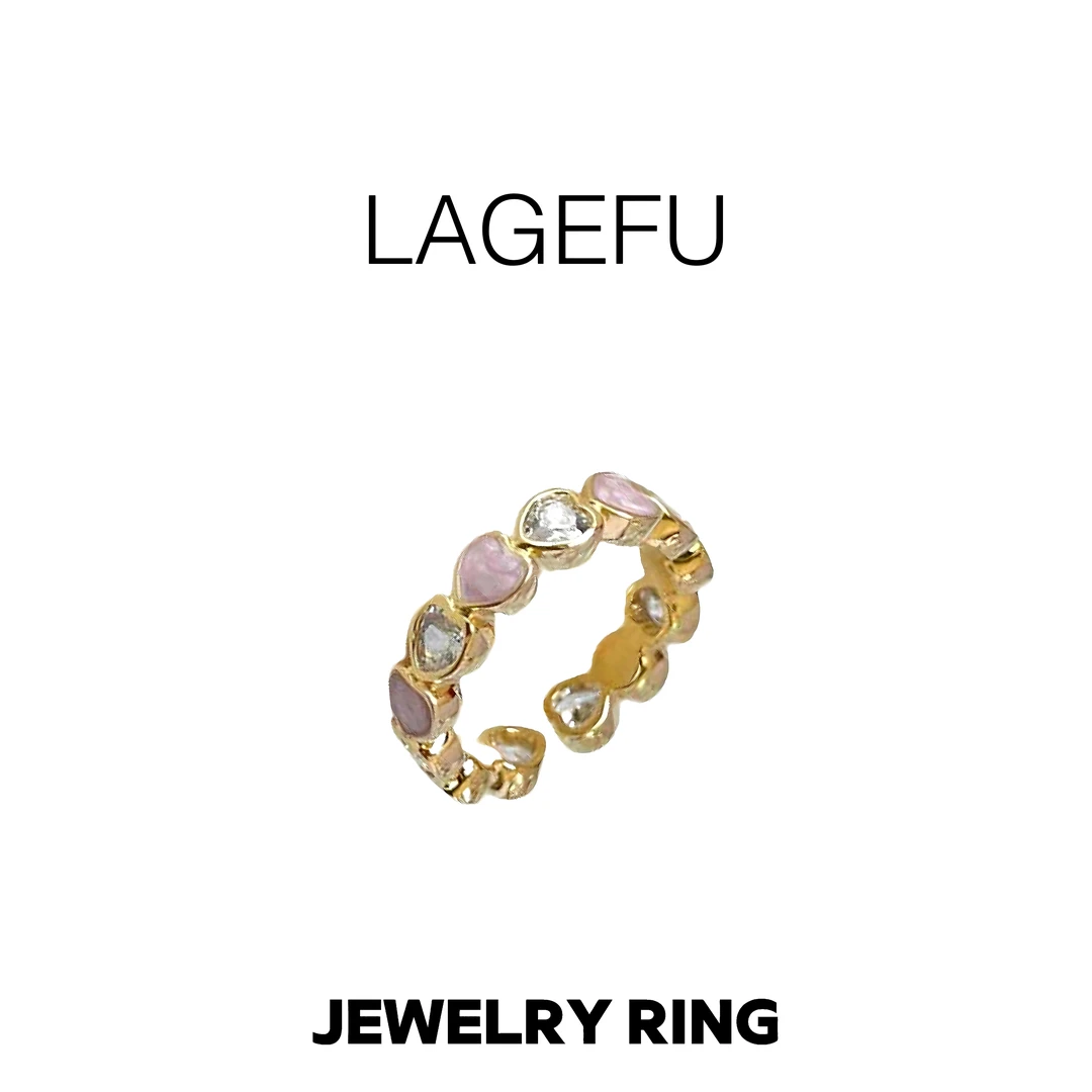 铜合金合成锆石戒指 高定安可拉爱心  轻奢时尚百搭精致指环DN931