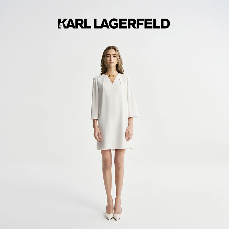 【官方】KARL LAGERFELD卡尔拉格斐2023春季新款梭织连衣裙M22E1372