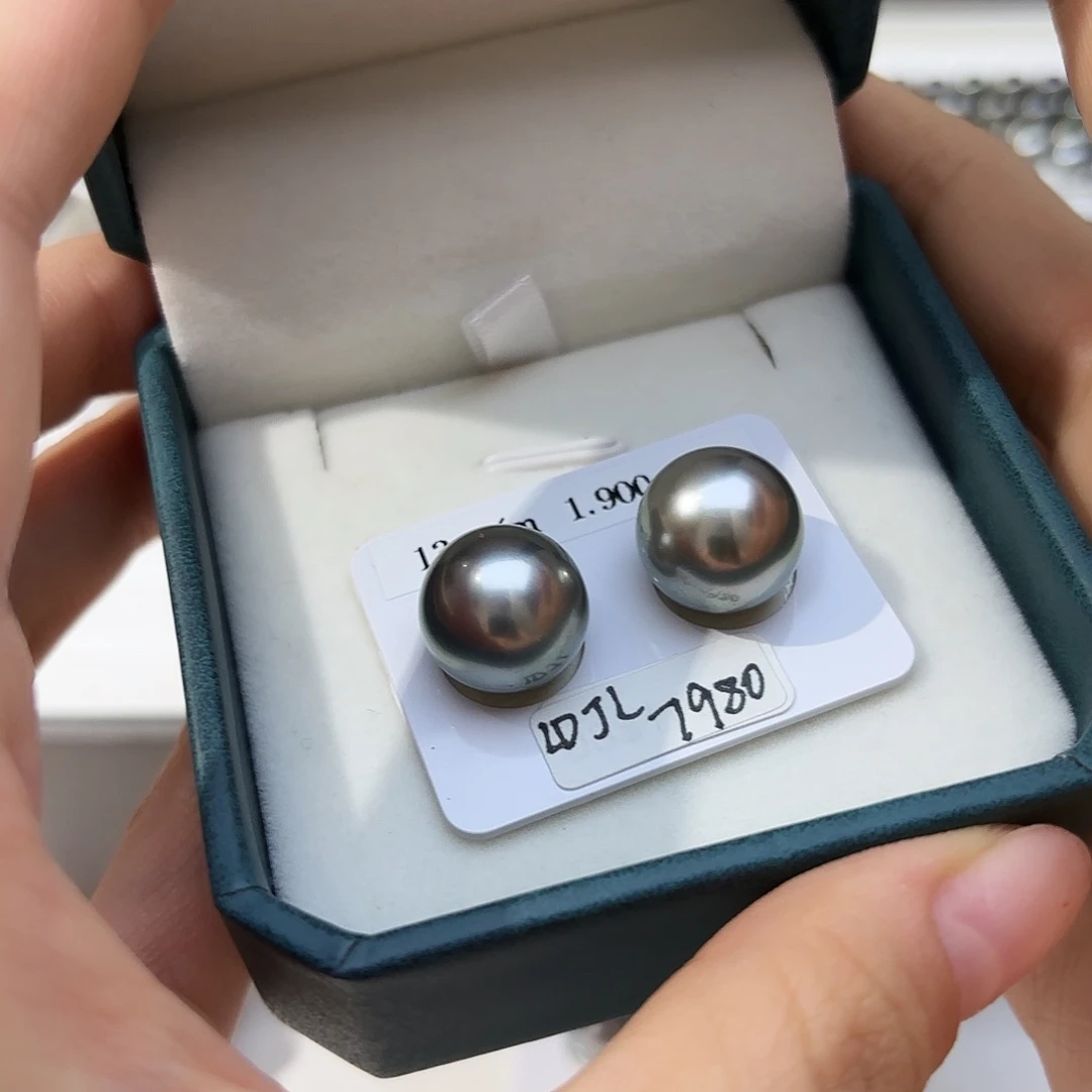 18K金镶嵌耳饰海水珍珠13mm
