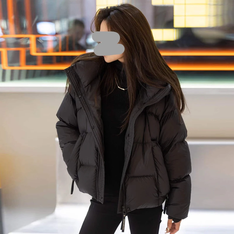 时尚减龄短款棉服外套女2025年小个子连帽宽松百搭加厚保暖面包服