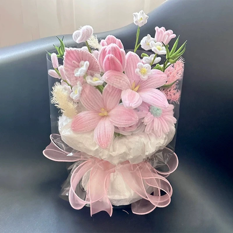 郁金香手捧花扭扭棒花束手工diy材料生日毕业实用520送女友礼物LQ