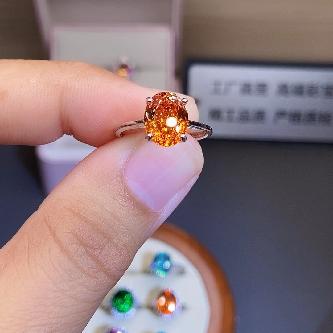 银S925镶嵌戒指碧玺