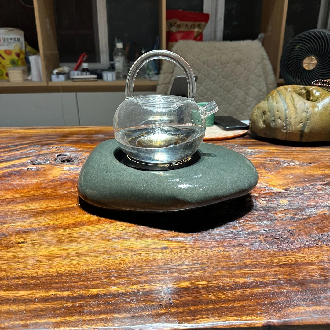 贵州奇石茶炉煮茶器电陶炉煮茶器家用茶道烧水创意耐热一体黑色