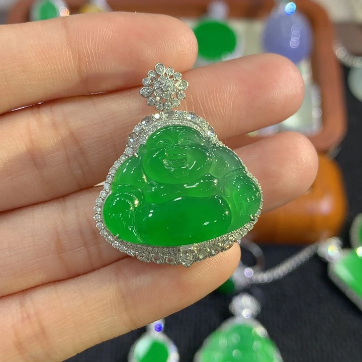 可***汽翡翠18K金镶嵌吊坠(不含链)佛公