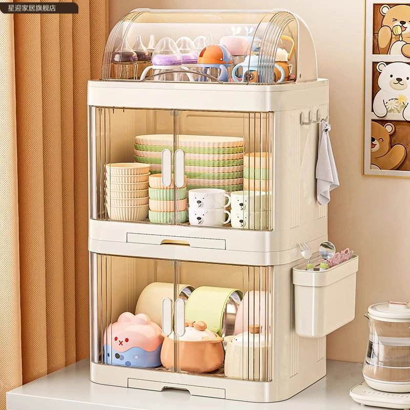 婴儿辅食收纳柜奶瓶防尘箱厨房放碗碟筷盘子沥水架宝宝餐具置物盒