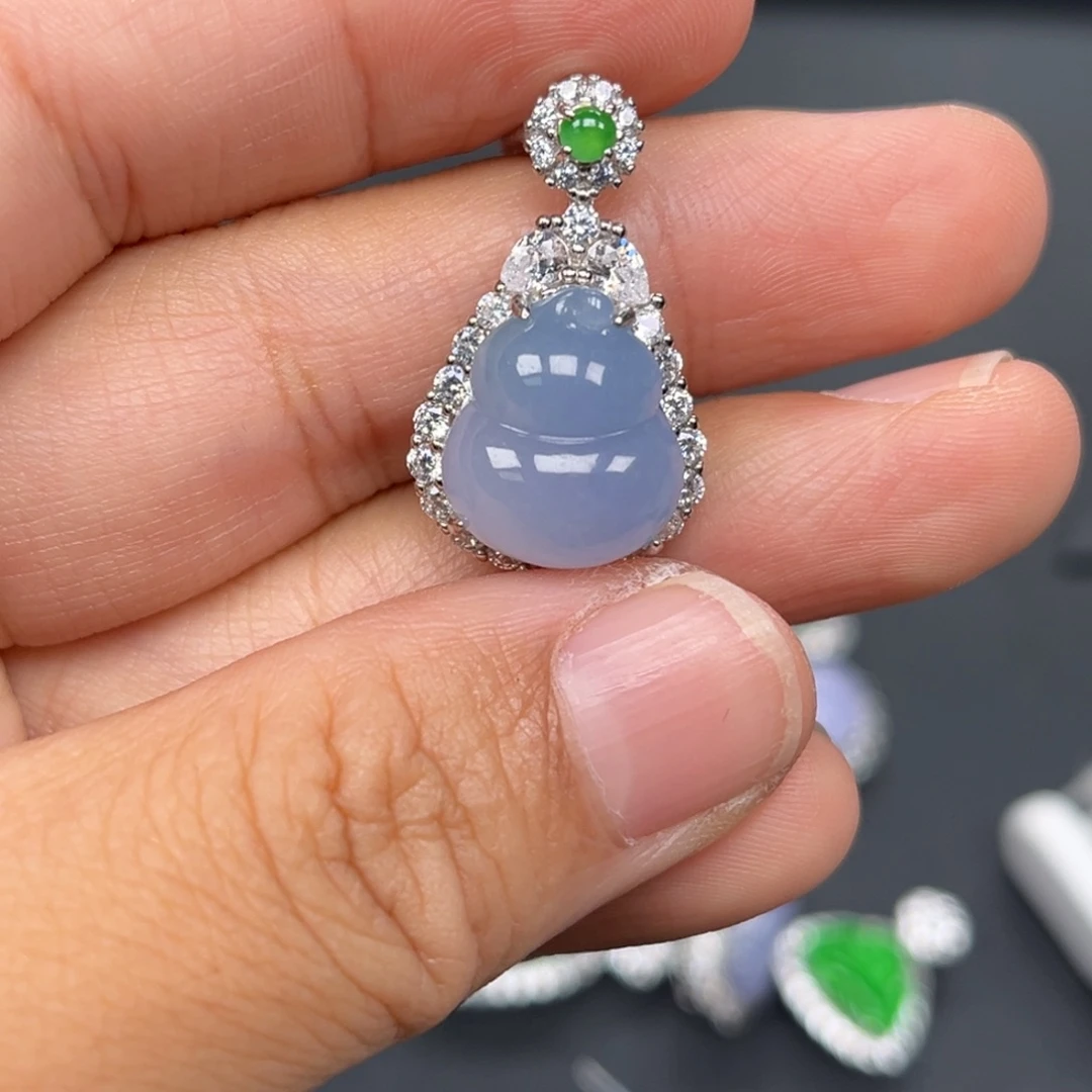翡翠银S925镶嵌吊坠(不含链)