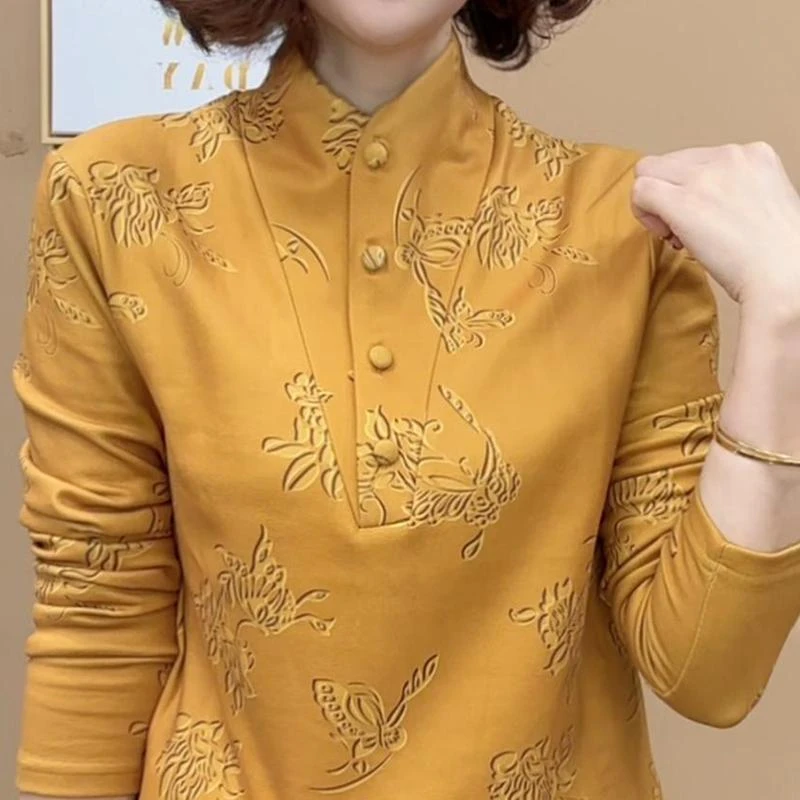 秋冬新品时尚洋气百搭减龄显瘦女士妈妈一体绒加厚长袖长底衫上衣