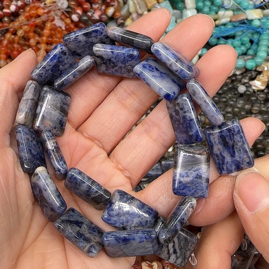 玛瑙/玉髓合金珠宝半成品蓝纹玛瑙牌子牌子13-18mm一条