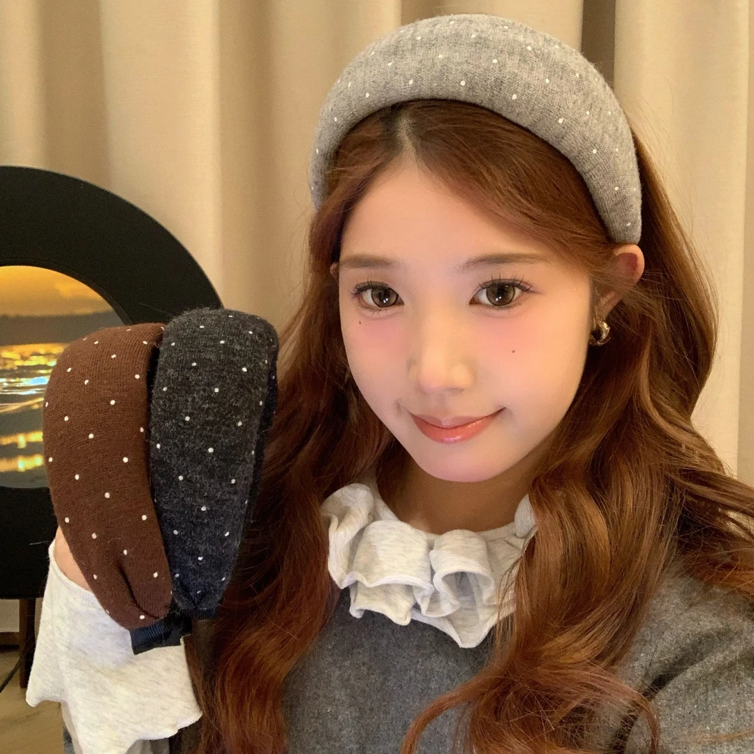 秋冬毛呢波点宽边发箍女气质百搭日常外戴时尚头饰发饰