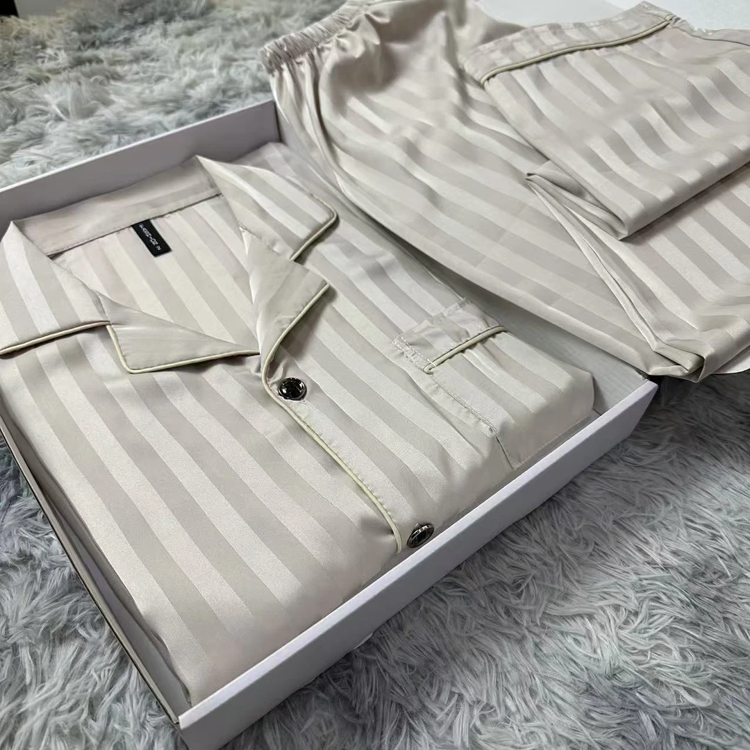 【1号链接】台州缎面丝长袖轻奢休闲男款睡衣家居服俩件套