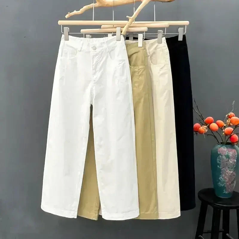 DY窄版阔腿裤女夏季爆款2025新款薄款休闲高腰宽松长裤直筒裤