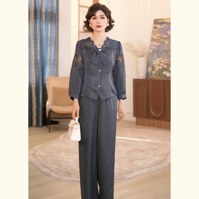 中年妈妈春装小香风套装2025新款洋气中老年女装春秋上衣服两件套