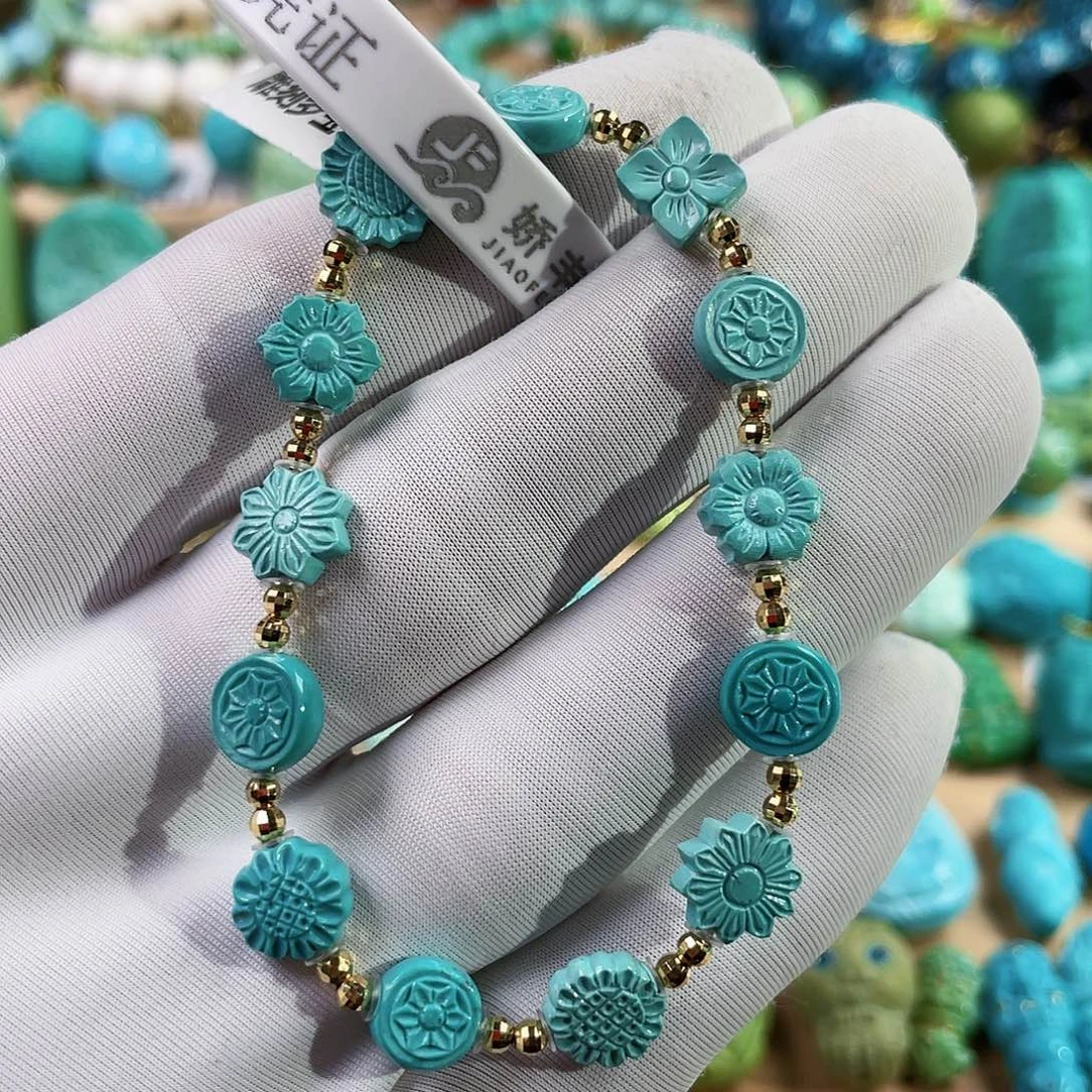 绿松石18K金镶嵌珠宝奇石