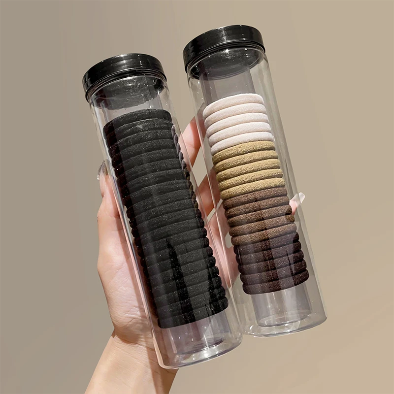 简约咖色发绳女扎头发橡皮筋高弹力耐用头绳不伤发发圈头饰皮套夏
