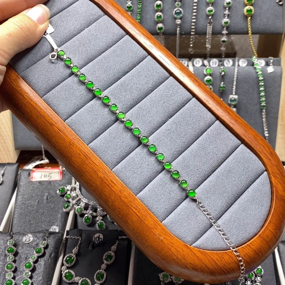 翡翠颈饰银S925镶嵌?***翡翠手链