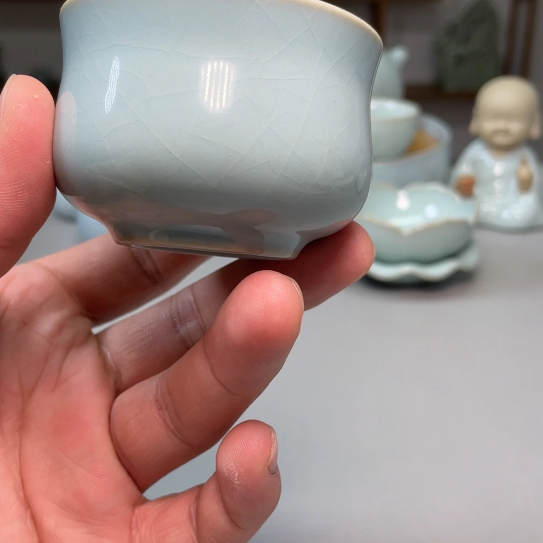 江***南瓷天青色如意杯张君老师